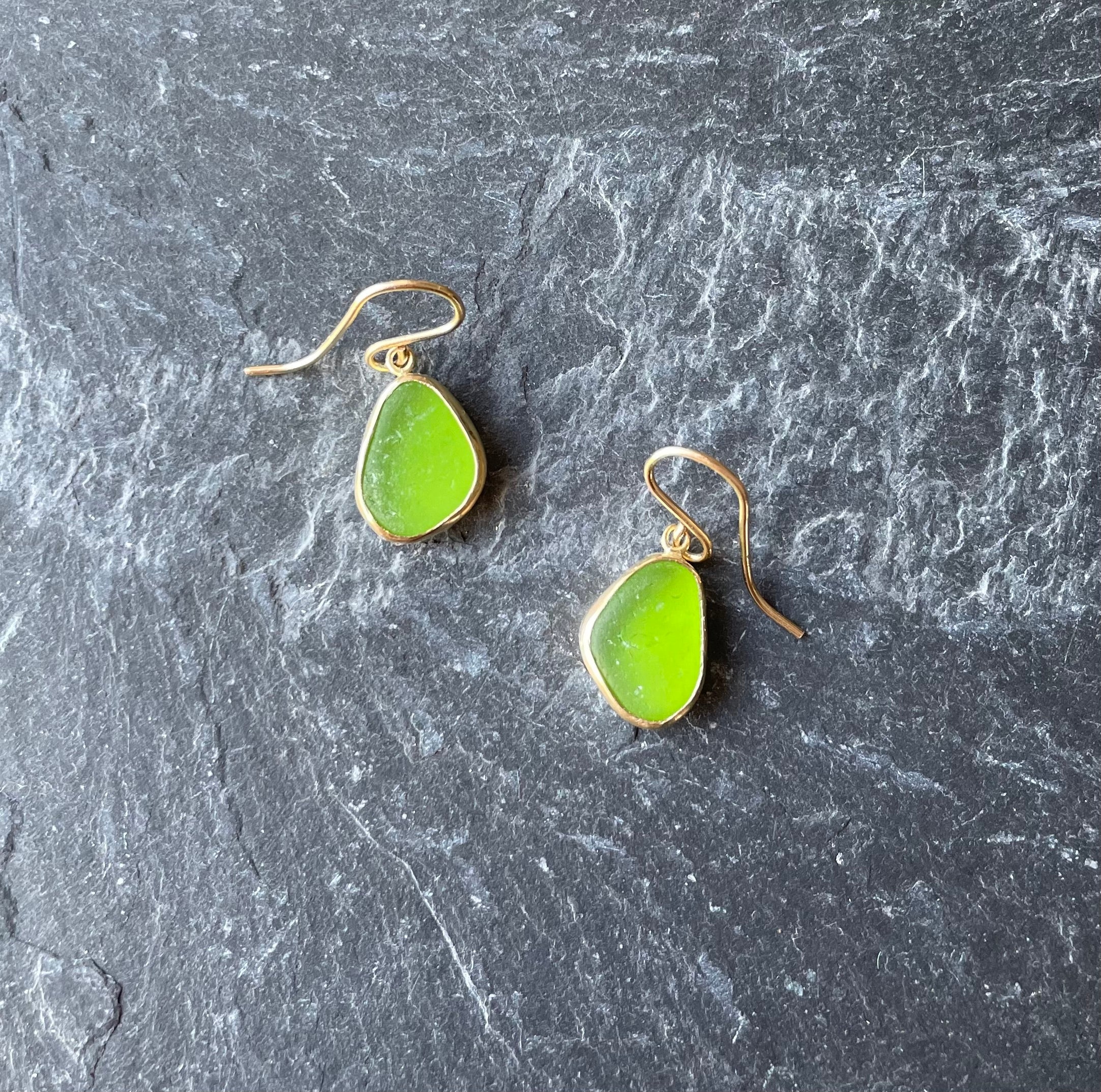 Gold Seaglass Hooks Earrings | Lisa Hall Studio